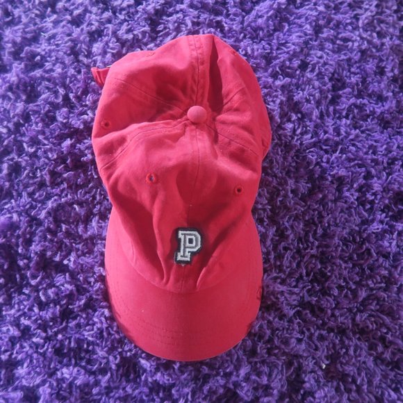 PINK Victoria's Secret baseball sporty cap with "P" on front  red size one size - Picture 1 of 3
